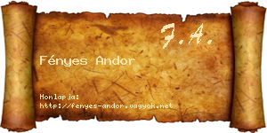 Fényes Andor névjegykártya