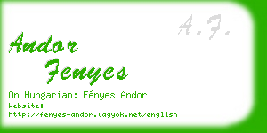andor fenyes business card