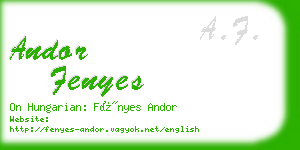 andor fenyes business card